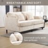 Mid Century Modern Chenille Fabric Loveseat Sofa With Brown Wood Feet, 2 Seat Upholstered Couch For Living Room And Bedroom - Beige - Image 6