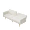 Corduroy Foldable Double Sofa Bed With Folding Armrests For Living Rooms And Small Spaces - White - Image 15