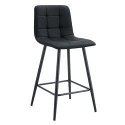 Modern Bar Chair (Set of 2) With Checkered Design And Metal Legs, Multiple Colors Available - Black