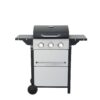 3 Burner Propane Gas Bbq Grill, 25650Btu Output With Wire Enamel Cooking Grids For Outdoor Barbecue, Foldable Side Table, Stainless Steel - Black / Silver - Image 5