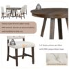 5 Piece Retro Functional Dining Set, Round Table With Leaf And 4 Upholstered Chairs For Dining Room And Living Room - Walnut - Image 8