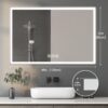 Modern LED Bathroom Vanity Mirror With Aluminum Frame, 45° Beveled Lights, Anti Fog - Silver - Image 14