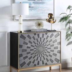 Quilla - Brass Console Cabinet - Black / Gery