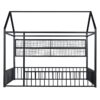 Full Size Bed House Frame With Fence And Shelves - Black - Image 2