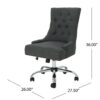 Glory Diamond Tufted Upholstered Office Chair With Rolling Casters And Sloped Arms - Dark Gray / Chrome - Image 3