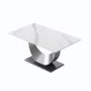 63" Modern Artificial Stone Crescent-Shaped Metal Legs, Can Accommodate 6-8 People - White / Black - Image 5