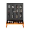 Modern Metal Shoe Cabinet With Double Sided Mesh Doors And Adjustable Partitions - Black - Image 11
