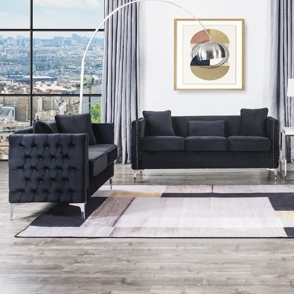 Bayberry - Sofa Loveseat Living Room Set - Black - Image 11