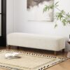 Elegant Ottoman Upholstered Footrest With Durable Polyester Blend And Solid Frame - White - Image 2