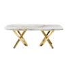 Elegant Stainless Steel Coffee Table With Marble Pattern For Living Room & Office - Gold - Image 4
