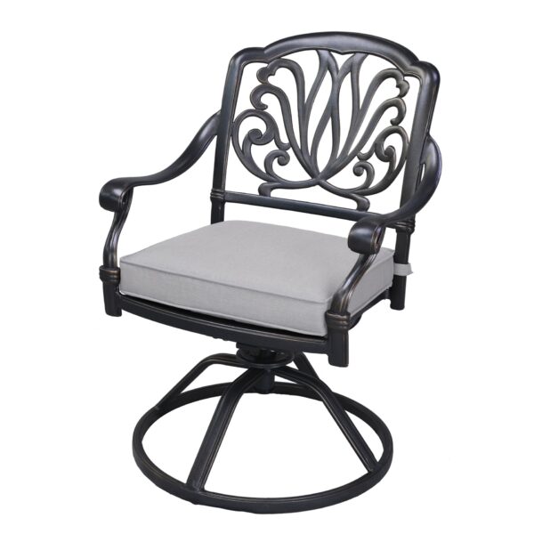 Patio Outdoor Aluminum Dining Swivel Rocker Chairs With Cushion (Set of 2) - Cast Silver