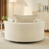Accent Barrel Chair 360° Swivel Sofa Chair With Dual Layer Cushion And 3 Removable Pillows Corduroy - Beige - Image 12