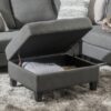 Contemporary Storage Ottoman With Tufted Waffle Stitching - Dark Gray - Image 2