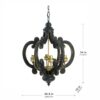 French Country Wood Chandelier, 6 Light Farmhouse Pendant Light Fixture With Adjustable Chain For Kitchen Foyer Hallway, Bulb Not Included - Black - Image 6