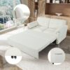 Modern Convertible Sleeper Sofa Bed With Pull Out Queen Design, Side Storage & Thick Cushions Chenille Loveseat For Living Room Or Bedroom 3 In 1 Function - Beige - Image 9