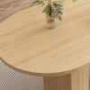 Oval Dining Table For 6 People With Wood Strip Base - Burly Wood - Image 8