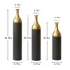 Elegant Floor Vase Set Metal Decorative Vases 3 Piece Set For Floral Display, Wedding & Gift Decor - Gold / Black - Image 3