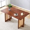 Style Dining Table With Imitation Rattan Design For Dining Room Living Room Office - Walnut - Image 5