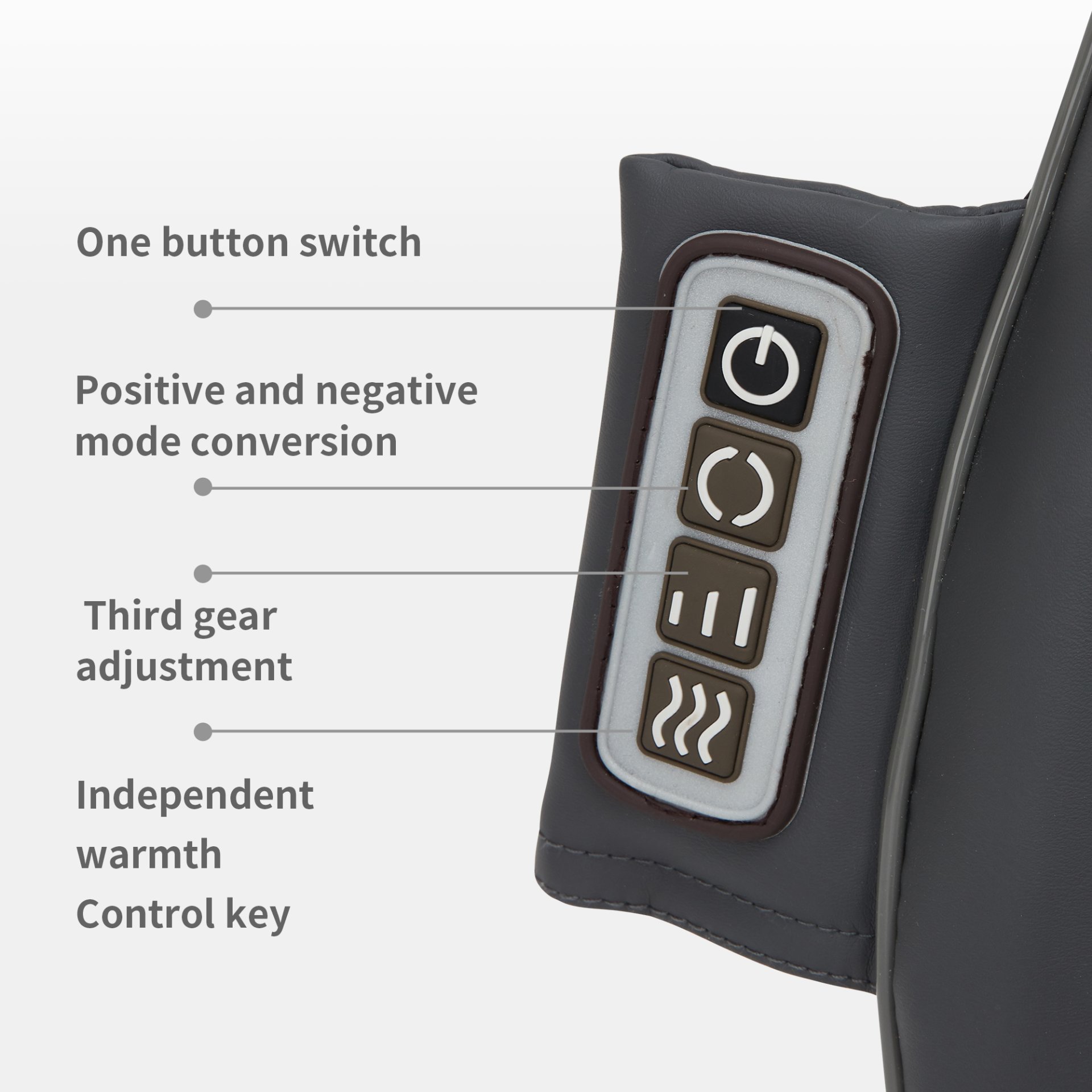 Therapeutic Shiatsu Massage Cushion With Heat Function, Polypropylene - Gray - Image 6