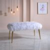 Bagley II - Faux Fur Bench - White / Gold - Image 14
