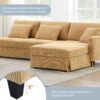 Modern L-Shaped Corduroy Sofa With Reversible Chaise, 4 Seat Upholstered Sectional Indoor Furniture, Convertible Sleeper Couch With Pillows - Light Brown - Image 16
