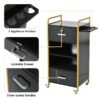 Locking Salon Storage Cabinet, Beauty Barber Salon Styling Station Organizer Equipment With 3 Hair Dryer Holder, 2 Drawers For Beauty Spa Barber Shop - Black - Image 5