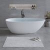 Solid Surface Matte Tub, Freestanding Solid Surface Resin Stone Bathtub, Solid Surface Matte White Soaking Tub, Free Standing Tub With Overflow And Pop-Up Drain - Matte White - Image 2