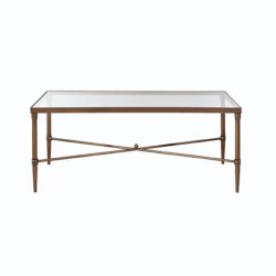Metal Rectangle Coffee Table With Tempered Glass Top - Bronze