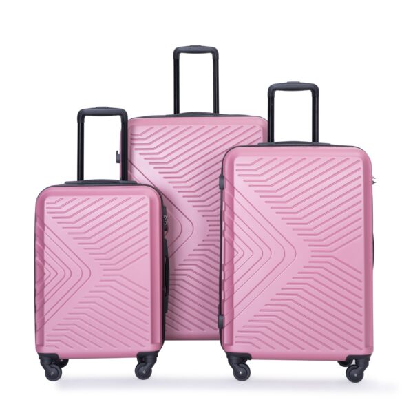 Stylish 3 Piece Luggage Sets With Tsa Lock And Spinner Wheels - Pink
