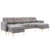 Convertible Sectional Sofa Couch With Movable Ottoman - Light Gray - Image 13