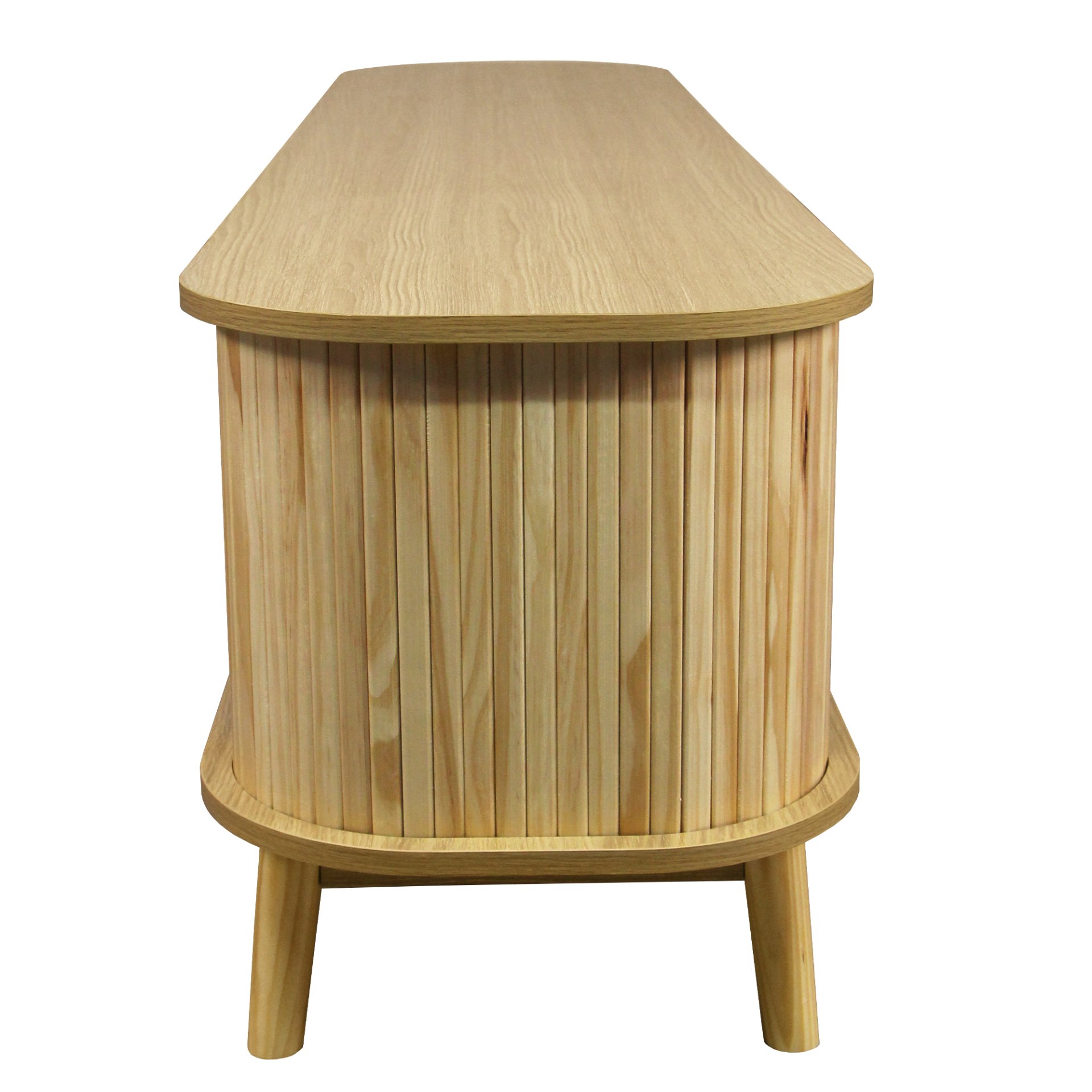 Rattan TV Stand For Tvs Up To 75'', Modern Farmhouse Media Console, Entertainment Center With Legs, TV Cabinet For Living Room, Home Theatre - Natural Wood - Image 18