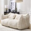Comfortable Dual Beanbag Chair With High Resilience Foam Core For 2 People - Beige - Image 5