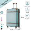 20" Luggage 1 Piece With Tsa Lock, Lightweight Suitcase Spinner Wheels, Carry On Vintage Luggage - Blue Green - Image 3