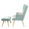 Accent Chair With Ottoman, Living Room Chair And Ottoman Set, Comfy Side Armchair For Bedroom, Creative Splicing Cloth Surface - Blue - Image 6