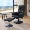Recliner Chair With Ottoman 360° Swivel Massage Lounge Chair With 5 Point Vibration & Heated Seat 140° Adjustable Recliner - Black - Image 9