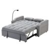 Modern Velvet Loveseat Futon Sofa Couch With Pullout Bed, Adjustable Backrest, Toss Pillows - Light Gray - Image 8