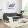 Futon Sofa Bed Convertible Folding Lounge Couch, Armrests - Dark Gray - Image 4