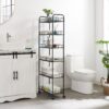 6 Tier Slim Rolling Storage Cart, Mobile Shelving Unit With Wheels, Metal Wire Storage Shelving Rack With Baskets For Kitchen Bathroom Office Laundry Narrow Piaces - Black - Image 7