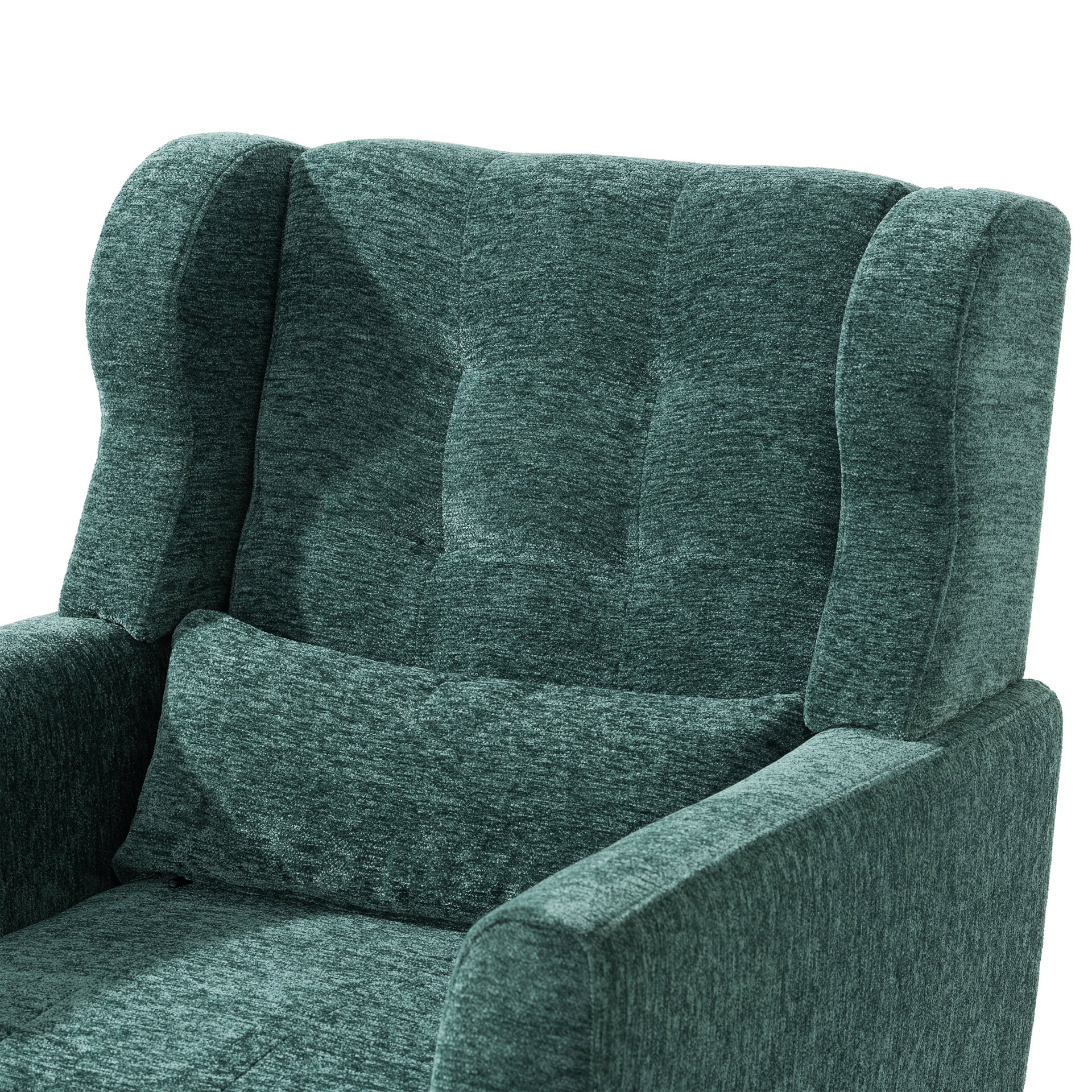 Modern Accent Chair, Chenille Arm Chairs For Living Room, Upholstered Mordern Armchair, Comfy Soft Padded Lounge Chair In Small Space, Bedroom, With Pillow, Solid Wood Leg - Blackish Green - Image 12