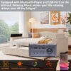 Full Size Upholstered Daybed With Storage Armrests, Trundle And Latest Integrated Bluetooth Audio System, Teddy Fleece - Beige - Image 13