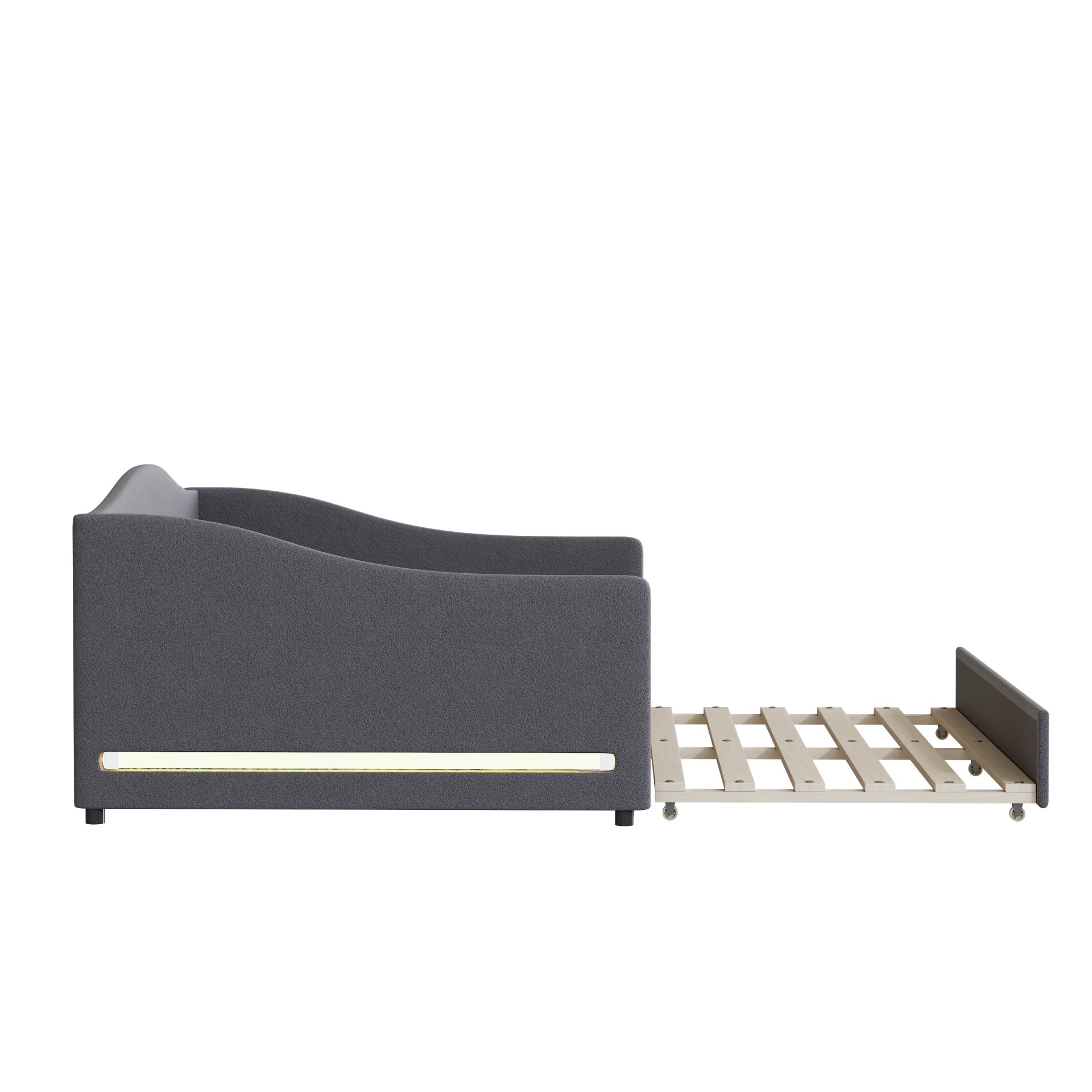 Full Size Upholstered Daybed With Light And Trundle - Gray - Image 9