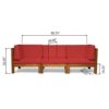 Oana - Contemporary 3 Piece Sofa Set Acacia Wood With Water Resistant Fabric Cushions - Red - Image 3