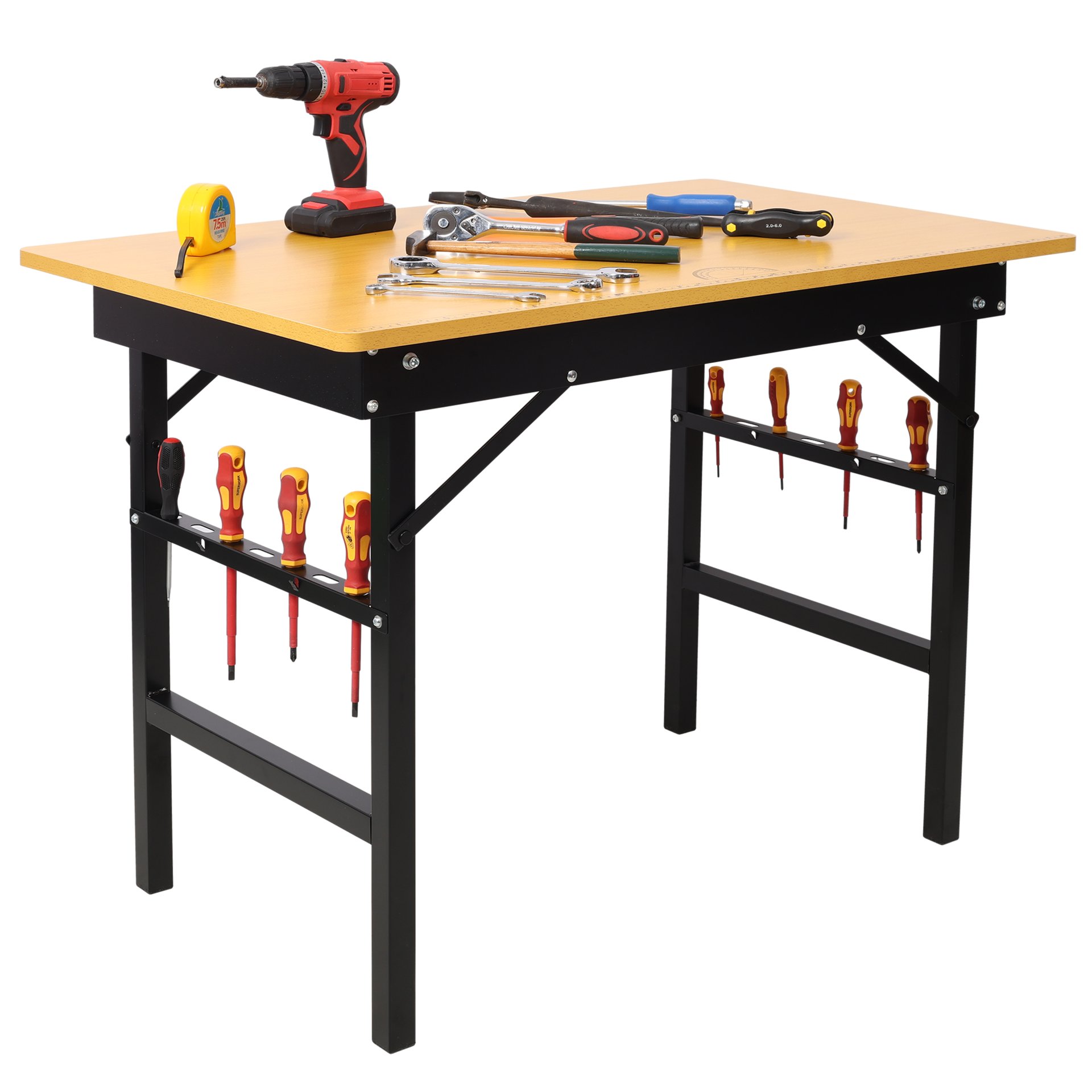 Portable Folding Work Table With Measuring Tape And Angle Finder Steel - Black - Image 2