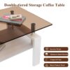Modern Rectangular Coffee Table With Tempered Glass Top Layer, Table For Living Room - Brown / White - Image 9