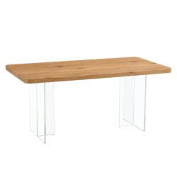 Modern Minimalist Wooden Table With Acrylic Legs For Dining, Living Rooms, And Kitchens - Wood