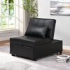 Folding Ottoman Sofa Bed Multi Functional Space Saving Design - Black - Image 2