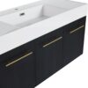 Modern Style 48" Wall Mounted Bathroom Vanity With Thick Edged Resin Basin And Storage Rack Plywood - Black Chestnut - Image 17