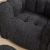 Soft Chenille Bean Bag Chair With High Resilient Foam For Living Room And Bedroom Comfortable Square Lazy Sofa With Footstool - Black - Image 12