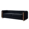 Contemporary Velvet Sofa Couch For Living Room - Black - Image 2