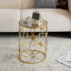 Modern Side Table With Mirror Top And Metal Frame - Gold / Clear - Image 2